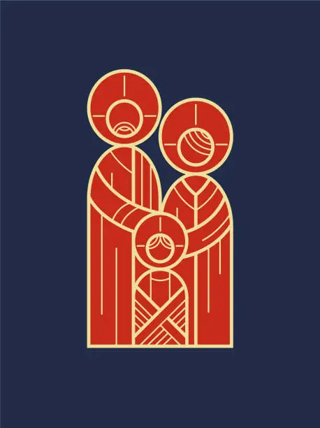 Vector illustration of abstract Holy family Christmas card