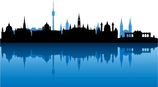 Vector illustration of Vienna Skyline (All Buildings Are Complete and Moveable)