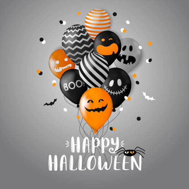 istock Happy halloween greeting card with realistic balloons. Vector illustration 1178123572