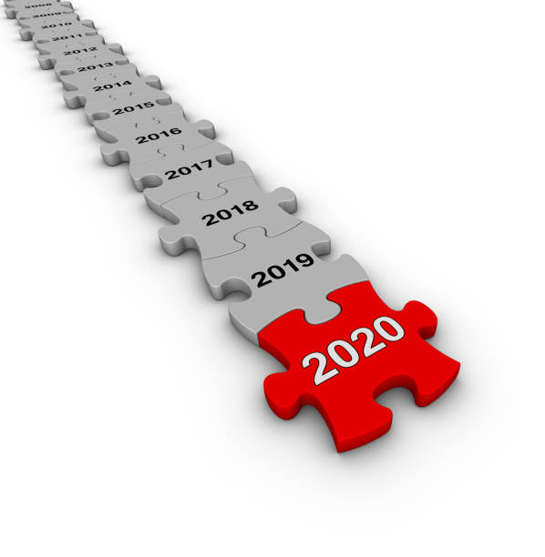 Jigsaw puzzle timeline. Happy New Year 2020.