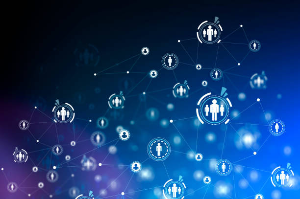 istock Social network icons on blue purple 1178134028