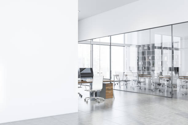 istock White open space office with meeting room, mock up 1178134600