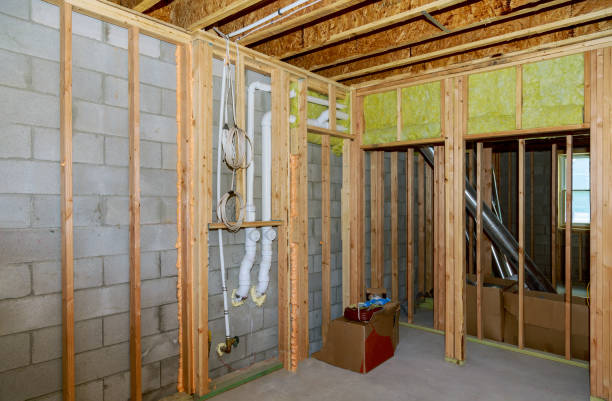 New residential construction home framing with basement view New residential construction home framing electrician power supply with basement view basement remodeling stock pictures, royalty-free photos & images