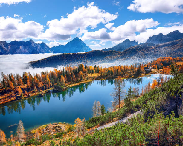 istock Federa lake with Dolomites peak 1178135544