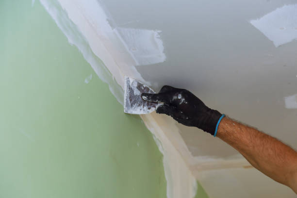 istock house improvements. putting plaster on the wall with spatula 1178136290