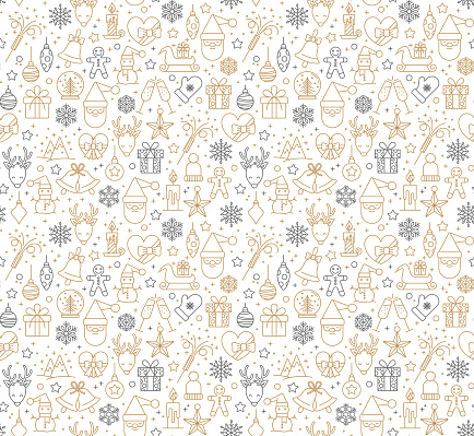 Cute Christmas pattern. Seamless background with winter elements, New Year and Christmas doodles stock illustration