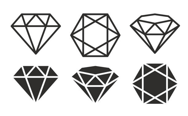 ein satz von diamanten in einem flachen stil stock illustration - schmuckstein stock-grafiken, -clipart, -cartoons und -symbole