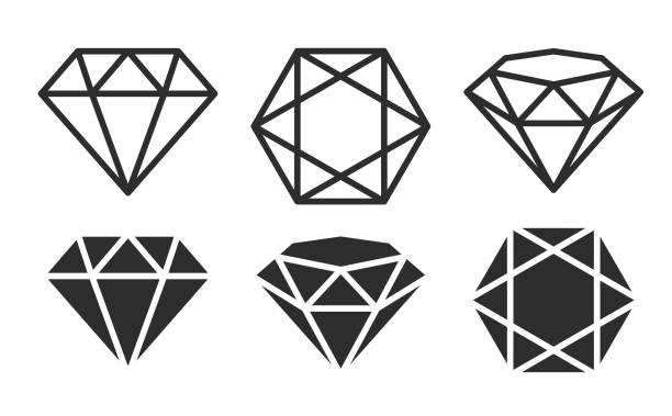 набор бриллиантов в плоском стиле фондовой иллюстрации - gem jewelry symbol shape stock illustrations