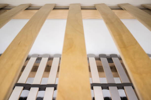 istock Wooden elements double bed slatted mattress base 1178136818