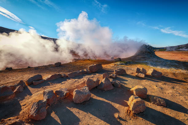 istock geothermal area Hverir and cracked ground around 1178139101