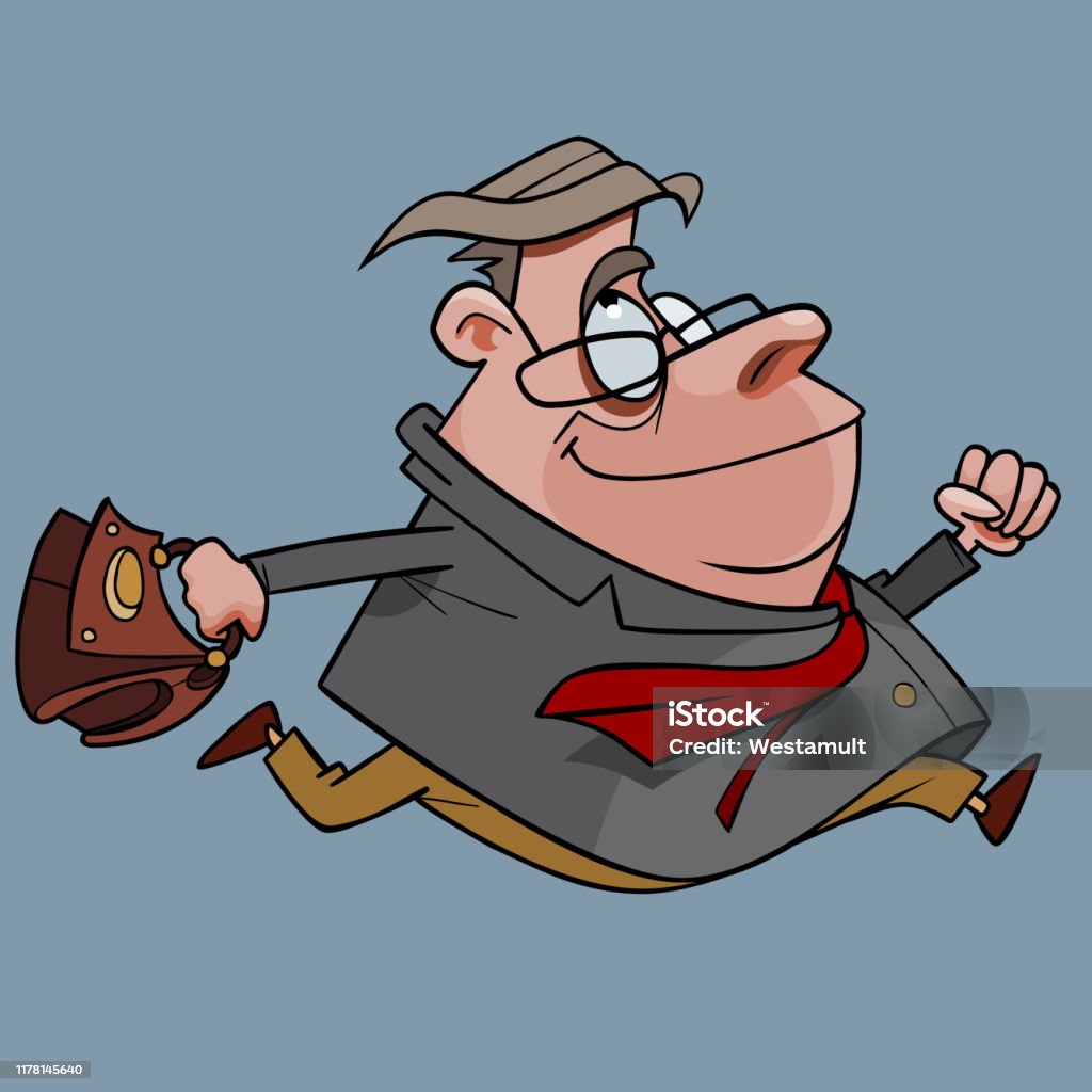Cartoon Happy Man With A Briefcase Runs Fast Stock Illustration - Download  Image Now - Humor, Men, Running - iStock