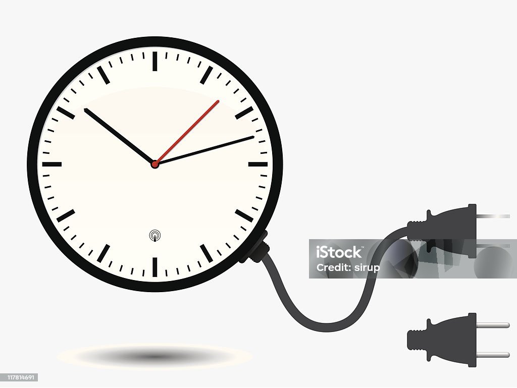 Reloj de oficina de pared con conector macho - arte vectorial de Bloque de conexión libre de derechos