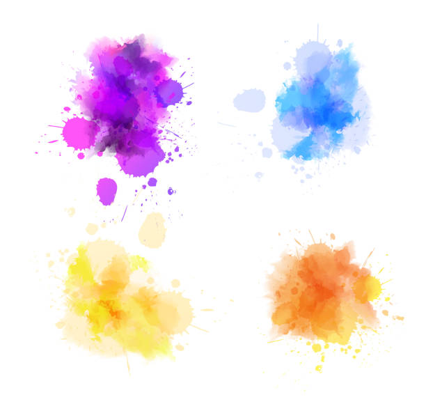 ilustrações de stock, clip art, desenhos animados e ícones de abstract watercolor splashes - hue