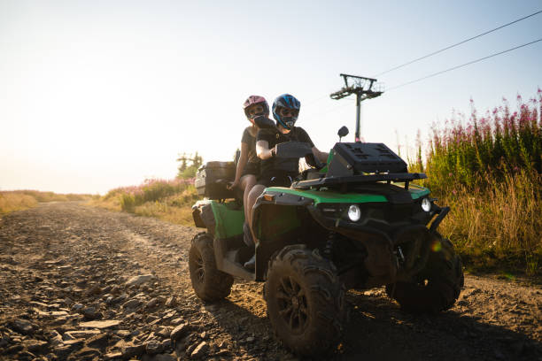 istock Couple on vacation riding on a mountain top 1178150686