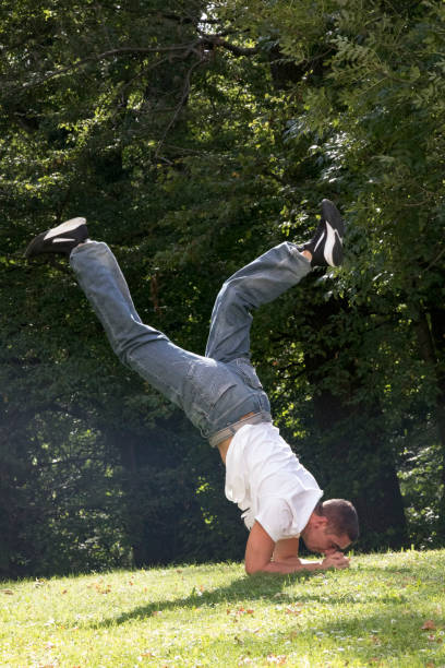 istock Young Adult Man Breakdancing in Public Park 1178162789