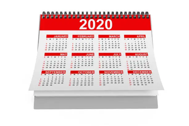 Photo of 2020 Year Desktop Calendar. 3d Rendering