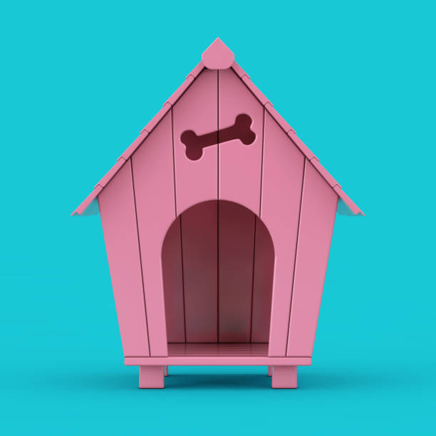 istock Pink Cartoon Dog House Mockup Duotone. 3d Rendering 1178164308