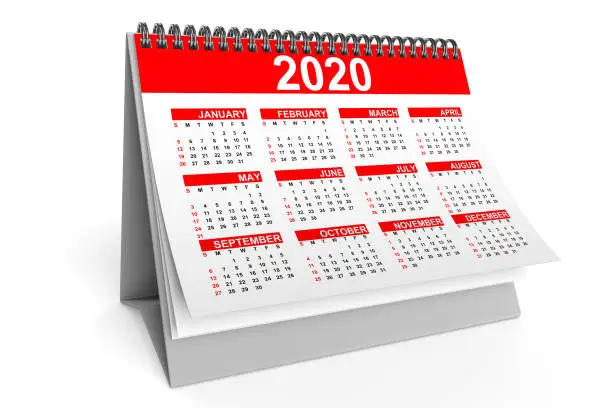 Photo of 2020 Year Desktop Calendar. 3d Rendering