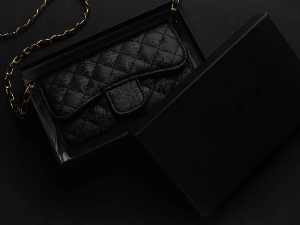 istock Black leather bag with golden chain 1178164565