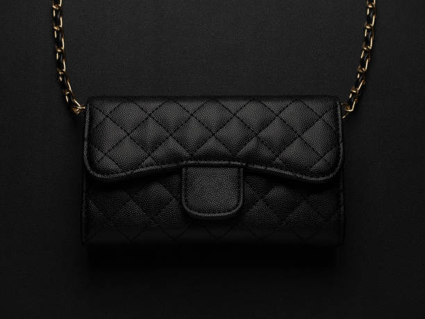istock Black leather bag with golden chain 1178164728