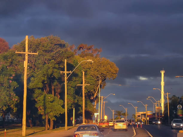 Dark clouds over a suburb of Perth, Western Australia