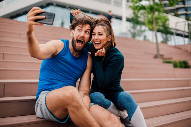 istock Fit couple taking a selfie 1178169633