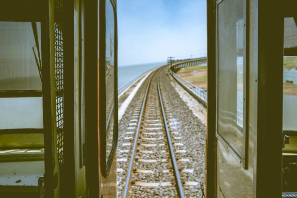 Door and railway of train running