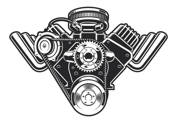 Vector illustration of a hot rod engine Vector illustration of a hot rod engine on a white background. engine illustrations stock illustrations