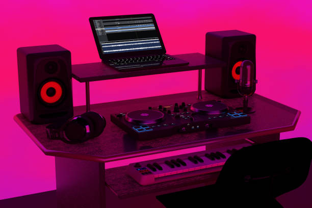 istock Modern Recording Music Home Studio, Dj Workplace with Electronic Equipment and Instruments. 3d Rendering 1178171668