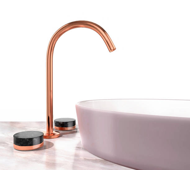 Minimal Tap with marble handles isolated on a background\n\n3D Illustration