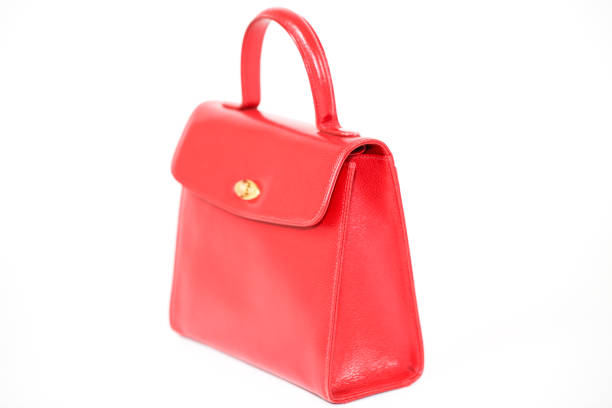 Red women's handbag stock photo