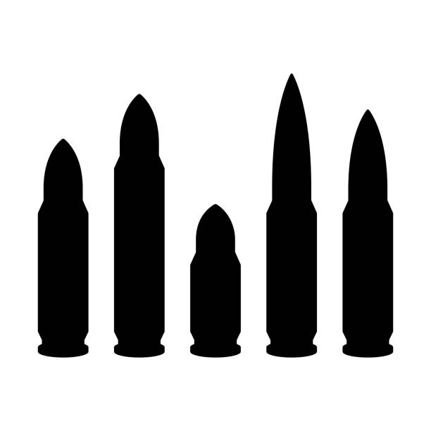 ilustrações de stock, clip art, desenhos animados e ícones de gun bullet vector design illustration isolated on white background - rifle hunting shotgun gun
