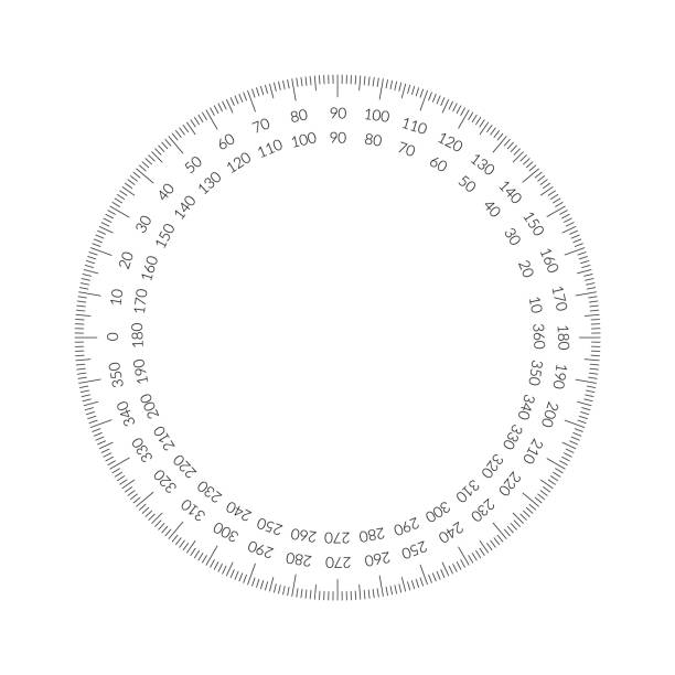 ilustraciones, imágenes clip art, dibujos animados e iconos de stock de superposición de barra de escala circular del transportador para herramientas de medición. - geometry geometric shape protractor mathematics