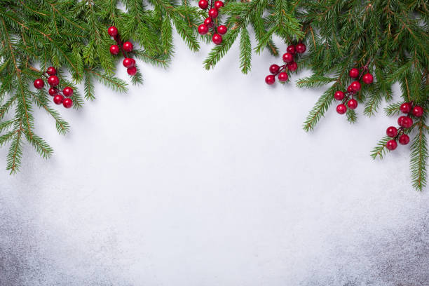 istock Christmas stone background with fir tree branch. Top view. Copy space 1178186114