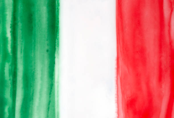 National flag of Italy water color illustration. Vertical pales of green, white and red. Handdrawn watercolour sketchy drawing. Beautiful background for design, banner, cover, template, greeting card. Hand drawn watercolor painting. italy flag drawing stock pictures, royalty-free photos & images