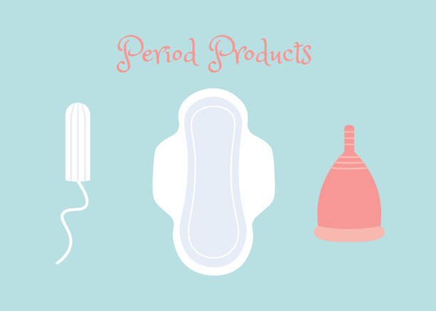 illustrazioni stock, clip art, cartoni animati e icone di tendenza di set di prodotti periodo - sanitary napkin