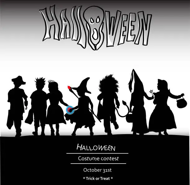 Vector illustration of Halloween Neighbourhood Kids