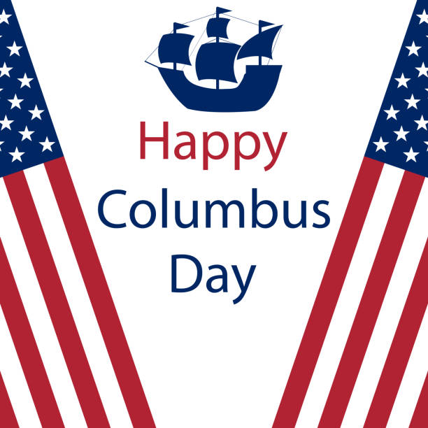 istock Happy Columbus Day in America. Flags on a white background 1178196496