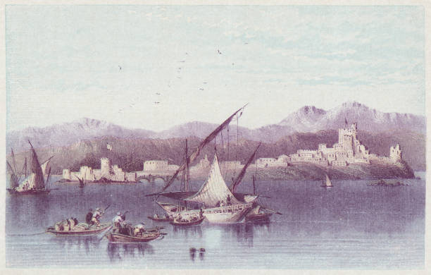 istock Boats in the Harbour at Sidon, Lebanon - Ottoman Empire 19th Century 1178206237