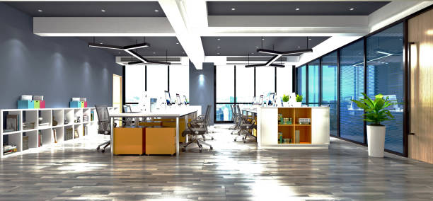 istock 3d render. Office workplace. Modern office interior. Office room. Business center. 1178210475