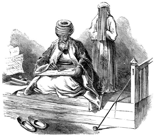 レバノン・ベイルートでアラビア語を書く学者 - オスマン帝国19世紀 - ottoman点のイラスト素材／クリップアート素材／マンガ素材／アイコン素材