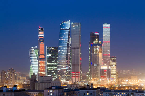 istock Night Moscow city background 1178211657