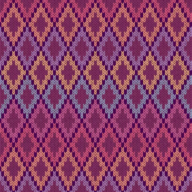 Vector illustration of Seamless Light Baby Textile Background of Color Knitted Wool Gingham Squares