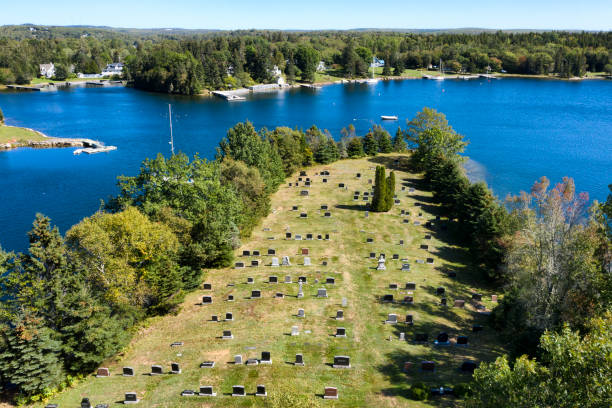 Aerial view of cemetery, Nova Scotia, Canada