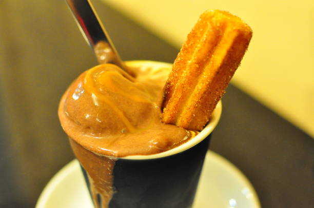 istock Churro ice cream sundae served in a restaurant. 1178219548