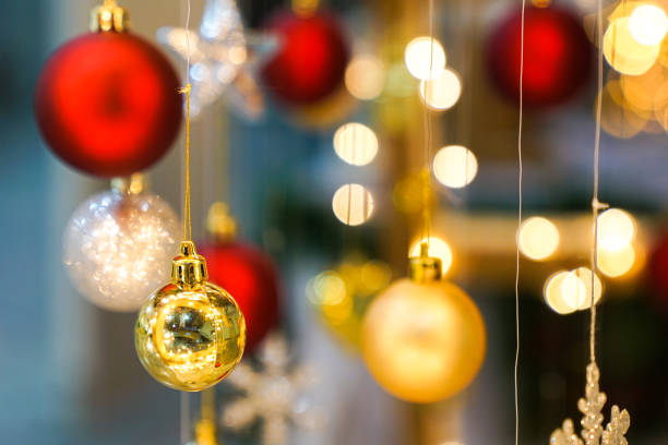 istock Christmas background with baubles and lights 1178227109