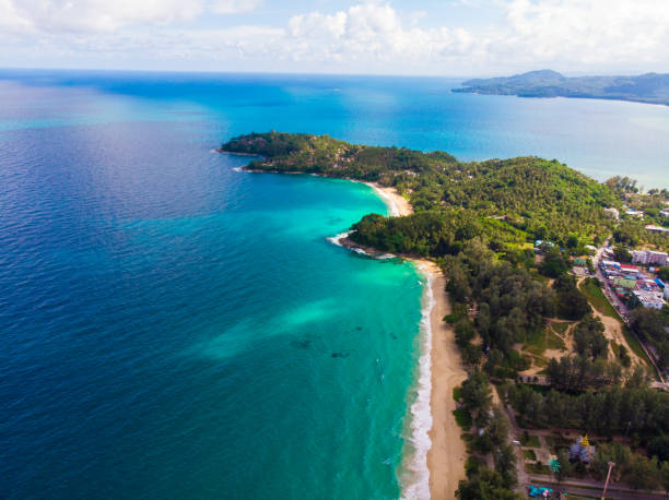 istock Tropical forest on sea island beach aerial view 1178228068