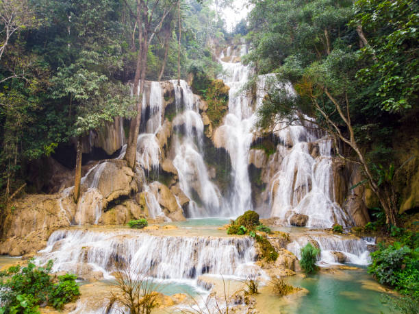 istock Kuang Si Waterfall is most beautiful waterfall near Luang prabang 1178229749