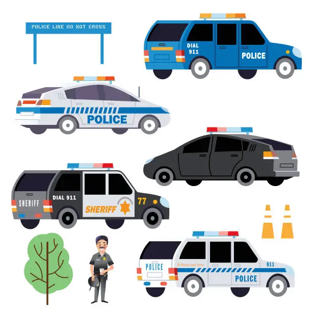 Vector illustration of Cop Cars