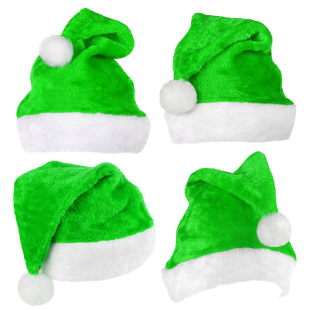 istock Set of Christmas elf green hats on white 1178236396